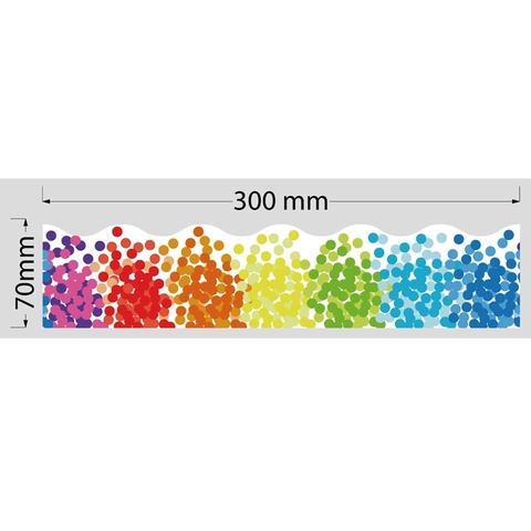 Pinnwand Bordüre Aufkleber Wellenrand Bunte Punkte Regenbogen Klassenzimmer Dekoration Tafel Rand