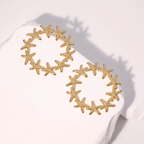 Seestern Creolen Edelstahl Ozean Thema Sommer Strand Schmuck Minimalistisch Mode Für Frauen Vergoldet