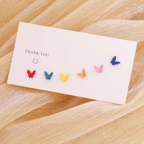 Butterfly Bear Bowknot Stud Earrings Alloy With 925 Sterling Silver Earring Post Colorful Macaron Style Cute Jewelry