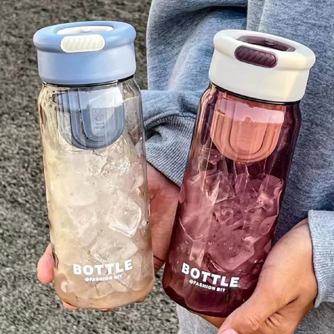 Plastic Water Bottle With Tea Infuser Filter Leakproof Portable Sports Drinkware For Students Simple Aesthetic
