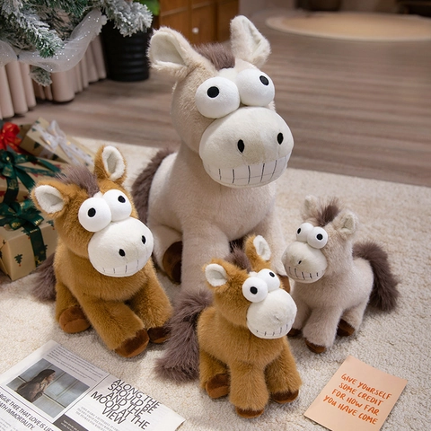 Lustiges Pferd Plüschtier Weiches Kuscheltier Mit Großen Augen Und Zahngrinsen Cartoon Pony Puppe Für Kinder Geburtstagsgeschenk