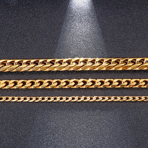 Collier Bracelet En Chaîne À Maillons Cubains En Acier Inoxydable Bijoux Hip Hop Tendance Pour Hommes Femmes