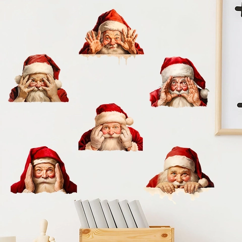 Weihnachtsmann Ausdruck Wandaufkleber PVC Wasserdicht Selbstklebend Weihnachten Haus Dekor Wandbild Aufkleber