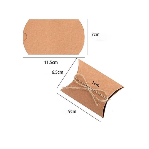 Pillow Gift Boxes Kraft Cardboard Packaging With Hemp Rope DIY Wedding Party Candy Jewelry Favors Minimalist