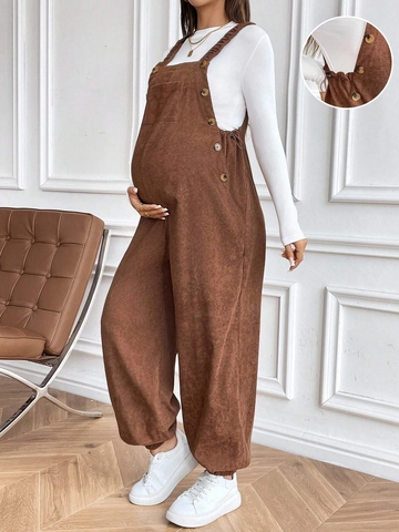 Salopette Premaman In Velluto A Coste Vita Regolabile Tuta Larga Moda Autunno Inverno Abbigliamento Gravidanza Donna