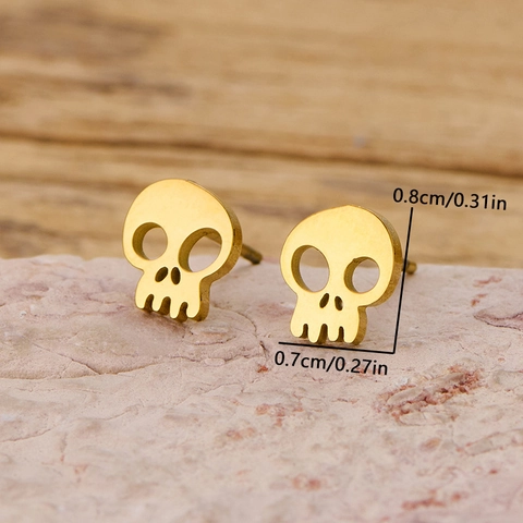Orecchini A Lobo Teschio Acciaio Inossidabile Personalizzato Gotico Punk Halloween Gioielli Per Uomo Donna Cavo Retro