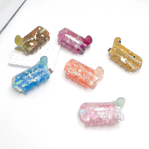 Cowboy Boot Hair Claw Clip Acrylic Acetate Western Style Star Pattern Nonslip Large Shark Hairpin Accessory For Women