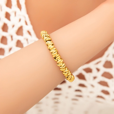 Mode Edelstahl Verschlungen Ring Armband Für Damen 18K Vergoldet Retro Geometrische Gedreht Gliederkette Schmuck