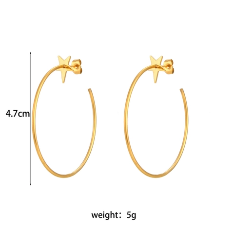 Edelstahl Creolen Mit Sternstecker Großer Kreis Poliert Minimalistisch INS Trendiger Schmuck Für Damen