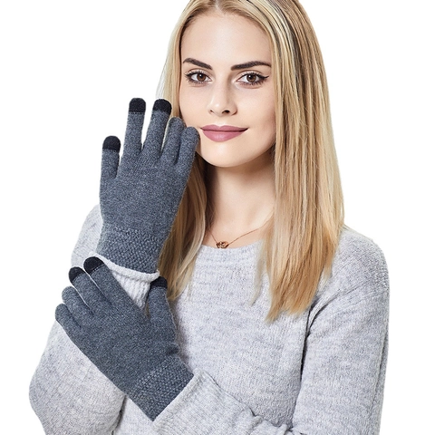 Unisex Winter Knit Gloves Thermal Touch Screen Acrylic Polyester Warm Ribbed Cuffs Casual Outdoor For Adults
