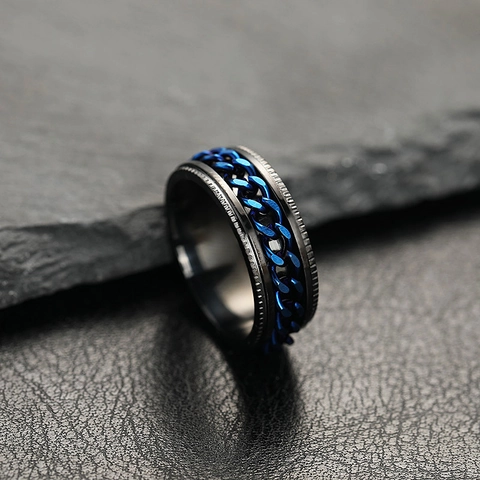 Anello Rotante Uomo Acciaio Inossidabile Catena Apribottiglie Punk Industriale Gioielli Vintage Sollievo Stress