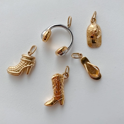 Edelstahl Vergoldet Miniatur Schuh Hut Kopfhörer Anhänger Modeschmuck DIY Zubehör Für Halskette Armband