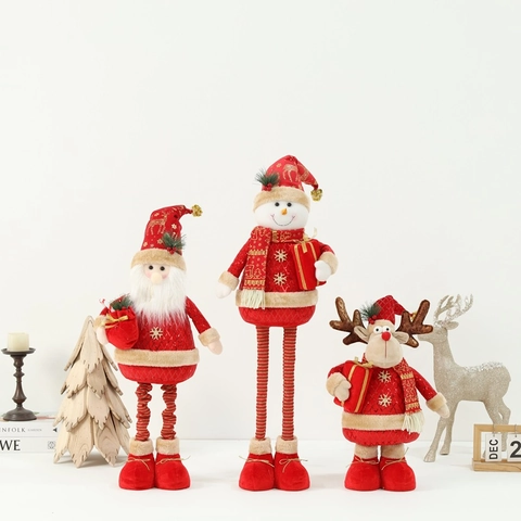 Weihnachten Plüschpuppe Teleskopisch Langbeinig Weihnachtsmann Schneemann Rentier Ornament Paillettenstoff Festlich Hausdeko Geschenk