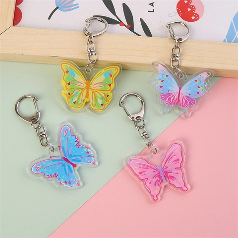Carino Portachiavi Farfalla Acrilico Ciondolo Colorato Per Zaino Custodia Auricolari Ornamento Ragazza Accessorio
