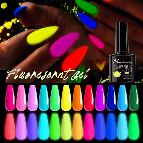 Esmalte De Uñas En Gel Fluorescente Que Brilla En La Oscuridad UV LED Soak Off Neón Luminoso Manicura