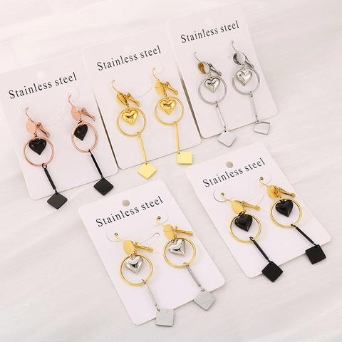 Pendientes Colgantes Geométricos De Acero Inoxidable Para Mujeres Joyería De Moda Elegante Gota Larga Hipoalergénica
