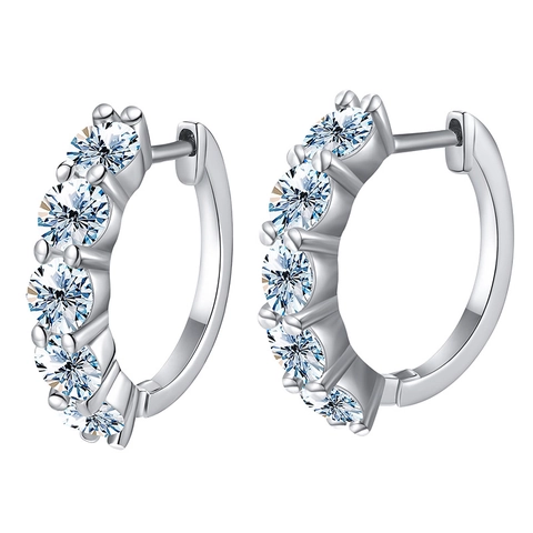Luxury 925 Sterling Silver Moissanite Hoop Earrings For Women D Color Round Cut Moissanite U-shaped Earrings With GRA Certificate