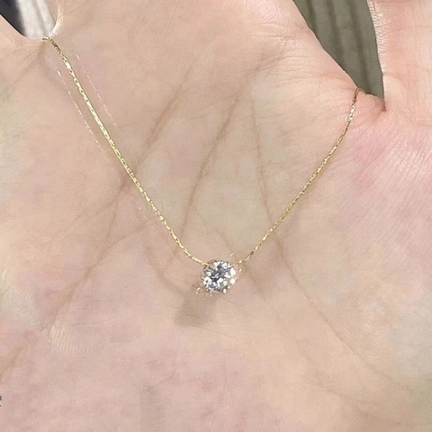 Minimalistische Ronde Cubic Zirconia Hanger Ketting Titanium Staal Sierlijke Sleutelbeen Ketting Voor Dames Elegant