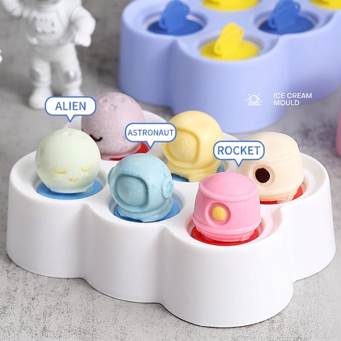 Silikon Eisform DIY Eis Am Stiel Maker Cartoon Tier Astronaut Weltraum Form Mini Einfaches Lösen Küchenwerkzeug