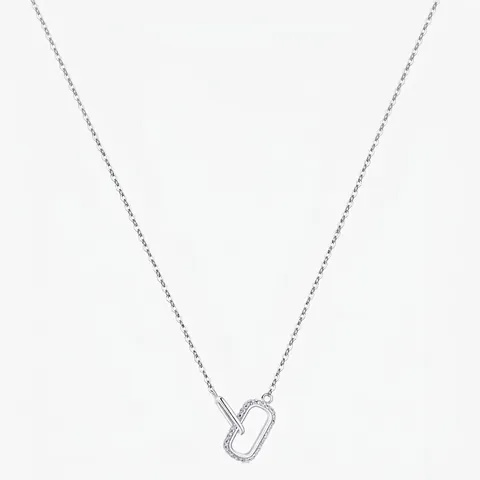 Halskette Aus 925 Sterling Silber Ineinandergreifender Doppelter Rechteckiger Anhänger Zirkon Minimalistischer Schmuck