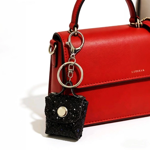 Mini Sac À Main Porte-Clés En Cuir PU Pailleté Forme De Sac Pendentif De Sac Pour Femmes Décoration Suspendue