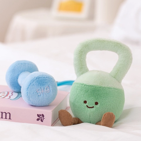 Peluche A Forma Di Manubrio E Kettlebell Portachiavi Novità Tema Sportivo Bambola Morbida Decorazione Per Amanti Della Palestra