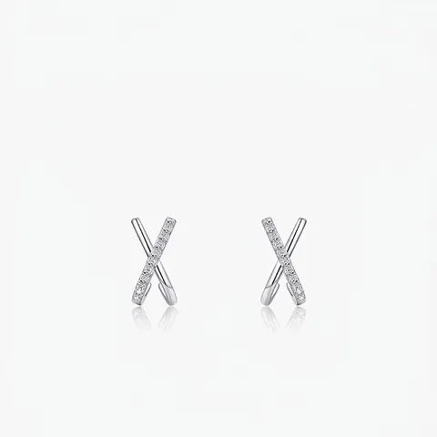 925 Sterlingsilber X-Form Ohrstecker Für Damen Minimalistische Mikro Eingelegt Zirkonia Geometrische Kreuz Ohrringe Schmuck