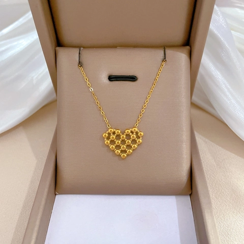 Collana Con Ciondolo A Cuore Incavato Acciaio Al Titanio Placcato Oro Minimalista Catena Da Clavicola Per Donna