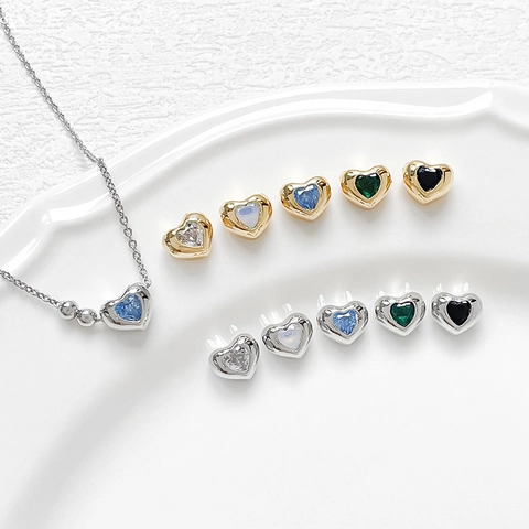 Heart Spacer Beads Copper 18K Gold Plated Colorful Zircon Mini DIY Jewelry Making Handmade Charms Accessories