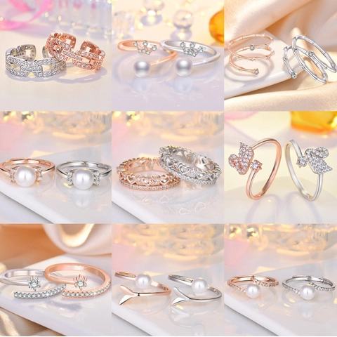 Adjustable Rings Zircon Sparkling Minimalist Korean Fashion Jewelry For Women