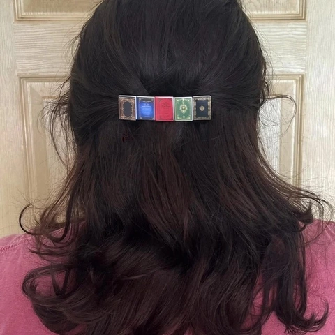 Vintage Miniature Book Hair Clip Alloy Plastic Retro Colorful Library Style Barrette For Women Girls