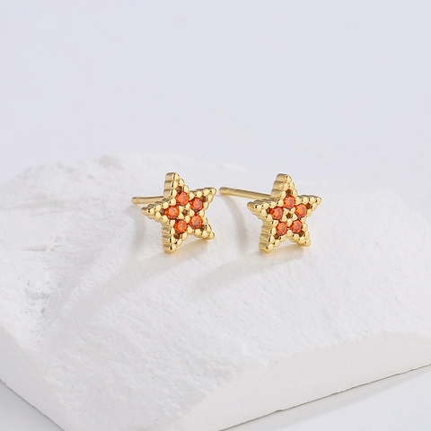 Stern Ohrstecker Kupfer Vergoldet Zirkonia Geometrisch Bunter Schmuck Geschenk Für Damen Mädchen