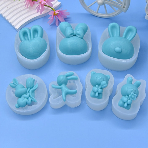 Silicone Mold Cartoon Rabbit Bear Heart Shape For DIY Handcrafting Fondant Cake Decorating Aromatherapy Plaster Resin Casting