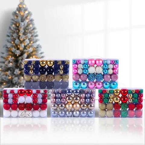Kerstballen Set Kunststof Diverse Texturen Glanzend Mat Glitter Holle Decoratieve Ballen Voor Kerstboom Huis Decoratie Feest