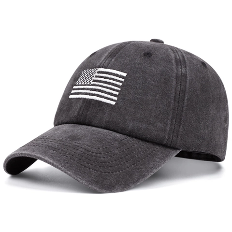 Vintage Washed Cotton Baseball Cap US Flag Embroidery Adjustable Distressed Canvas Sun Hat For Men Women
