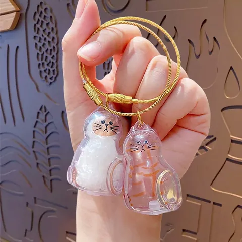 Llavero De Almacenamiento De Pelo De Gato Transparente Acrílico Colgante Conmemorativo Mascotas Encanto Bolso Cable Aleación Cierre Tornillo Lindo Dibujos Animados Novedad Recuerdo