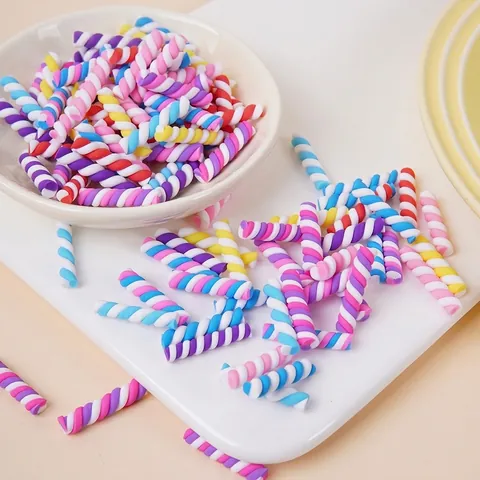 Bâtons De Guimauve De Simulation Argile Polymère Torsadée Bonbons Mini DIY Artisanat Accessoires Pour Décor De Coque De Téléphone