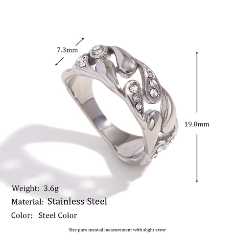 Anillo De Acero Inoxidable Chapado En Oro De 18K Gota De Agua Diseño Hueco Circón Joyería Para Mujeres