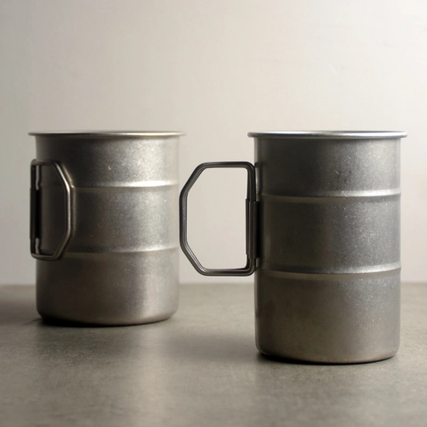 Vintage 304 Stainless Steel Camping Cup With Folding Handle Lightweight Portable Outdoor Coffee Mug For Hiking Travel