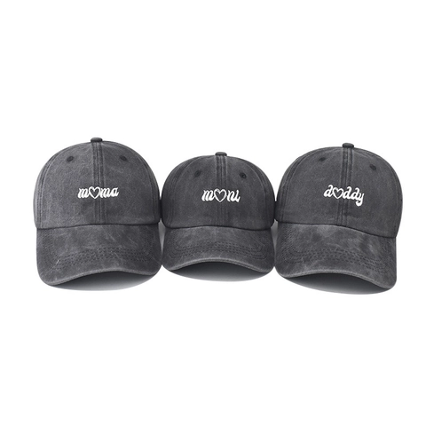 Washed Cotton Baseball Caps Mama Mini Daddy Embroidery Distressed Retro Style Family Matching Hats For Outdoor Wear
