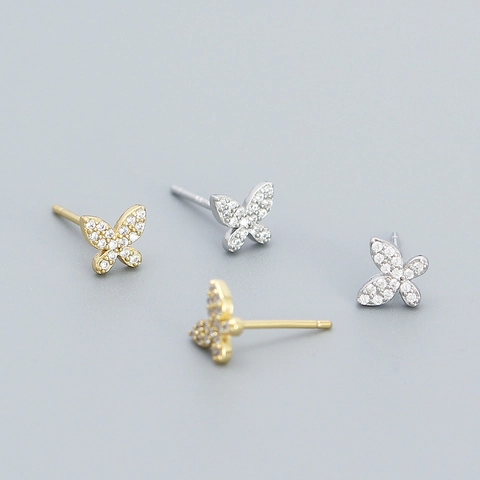 Orecchini A Lobo Farfalla Con Perno In Argento Sterling 925 Zirconia Cubica Colorata Gioielli Animali Dolci