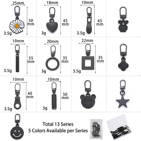 Metal Detachable Zipper Pullers Replacement Pull Tabs For Bags Jackets Clothing Luggage Repair DIY Sewing Accessories