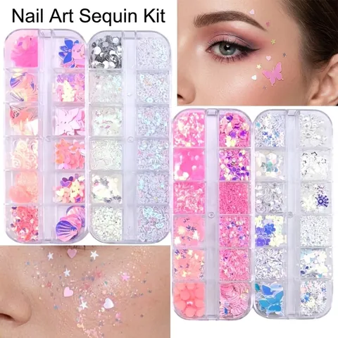 Paillettes Glitterate Per Nail Art Forme Miste Farfalla Stella Cuore Decorazione Per Trucco Iridescente