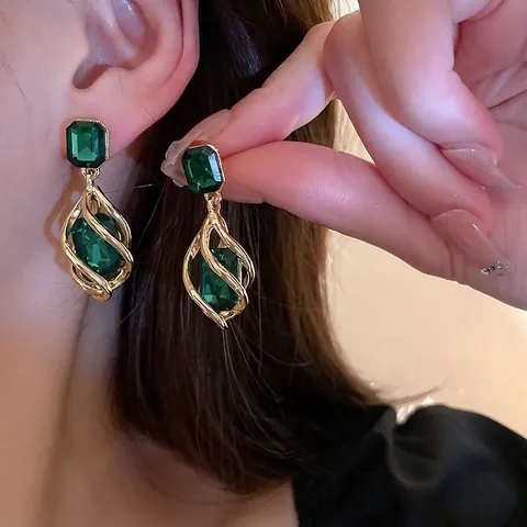 Pendientes Colgantes Geométricos Gota De Agua Diamantes De Imitación Aleación Con Poste De Plata Esterlina 925 Mujeres