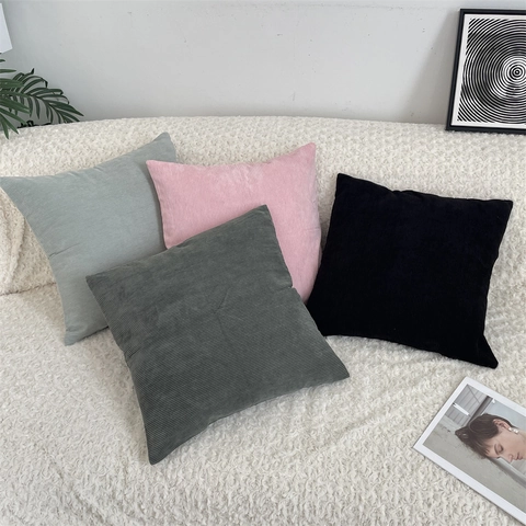 Corduroy Kussenhoes Effen Kleur Decoratieve Kussensloop Gestreepte Textuur Voor Bank Bed Couch Woonkamer Modern Minimalistisch
