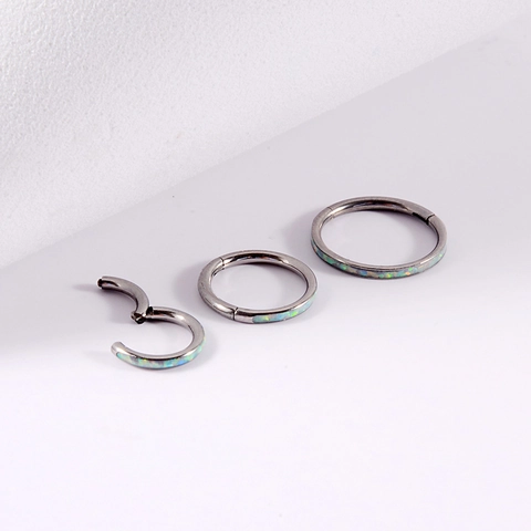 G23 Titan Scharnier Segment Ring Opal Eingelegt Creolen Piercing Schmuck Für Nase Knorpel Helix