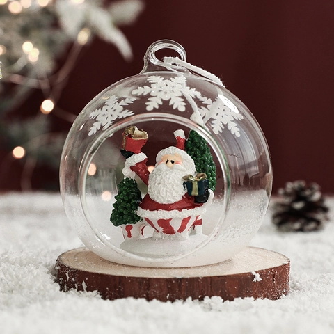 Ornamenti In Vetro Per Palline Di Natale Con Scene In Miniatura Babbo Natale Pupazzo Di Neve Renna Decorazioni Appese