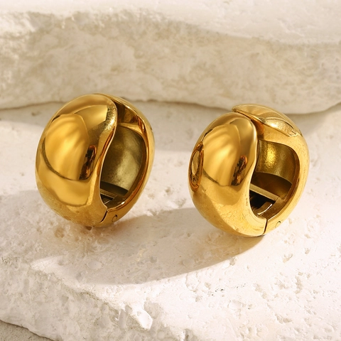 Chunky Hoop Earrings Stainless Steel 18K Gold Plated Minimalist Geometric C Shape Fashion Jewelry For Women