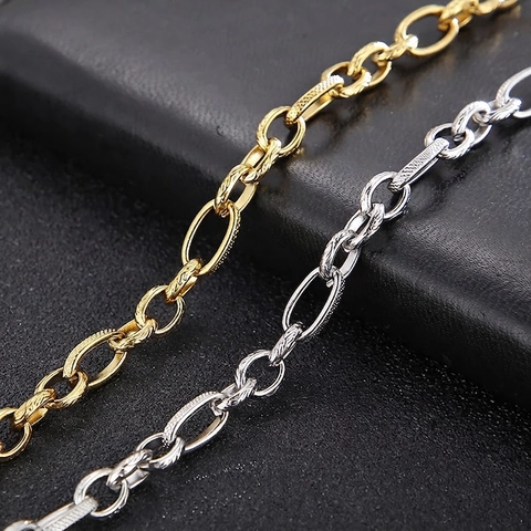 Collana A Catena A O Texturizzata Acciaio Inossidabile Maglie Con Motivo Gioielli Di Moda Minimalisti Per Uomo Donna
