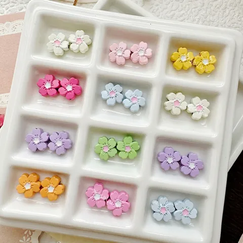Flower Beads Lacquered Alloy Cherry Blossom Shape DIY Jewelry Making For Bracelets Necklaces Cute Summer Style Pastel